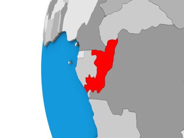 Kongo mavi siyasi 3d dünya üzerinde. 3D çizim.