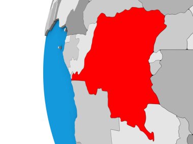 Kongo mavi siyasi 3d Globe dem mümessili. 3D çizim.