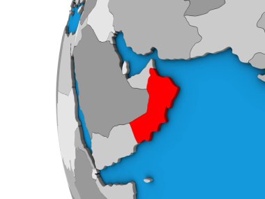 Umman mavi siyasi 3d dünya üzerinde. 3D çizim.