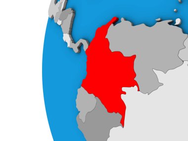 Kolombiya mavi siyasi 3d dünya üzerinde. 3D çizim.