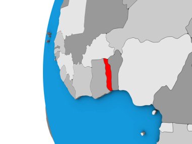 Togo mavi siyasi 3d dünya üzerinde. 3D çizim.