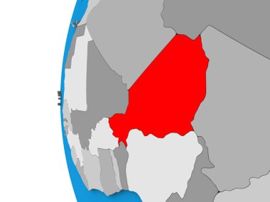 Nijer mavi siyasi 3d dünya üzerinde. 3D çizim.