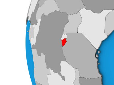 Burundi mavi siyasi 3d dünya üzerinde. 3D çizim.