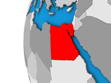 Mısır mavi siyasi 3d dünya üzerinde. 3D çizim.