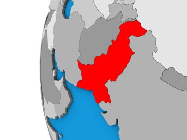 Pakistan mavi siyasi 3d dünya üzerinde. 3D çizim.