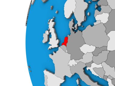 Hollanda mavi siyasi 3d dünya üzerinde. 3D çizim.