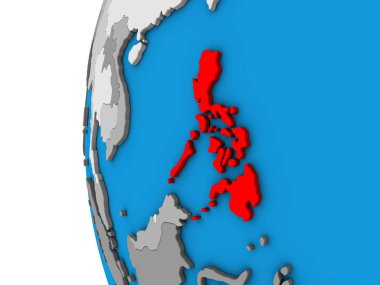 Filipinler mavi siyasi 3d dünya üzerinde. 3D çizim.