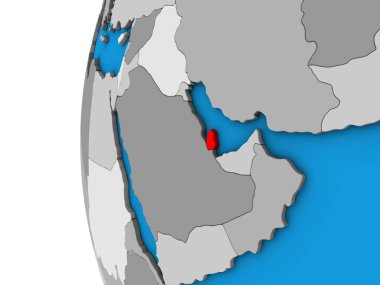 Mavi siyasi 3d Globe katar. 3D çizim.