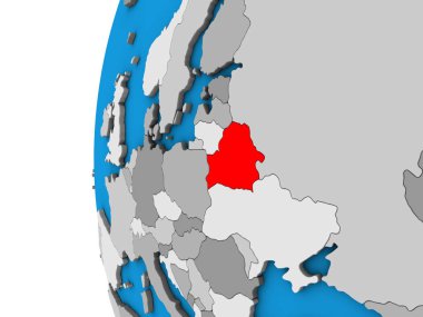 Beyaz Rusya mavi siyasi 3d dünya üzerinde. 3D çizim.
