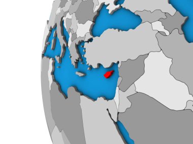 Kıbrıs mavi siyasi 3d dünya üzerinde. 3D çizim.