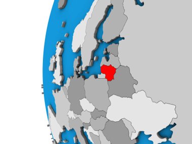 Litvanya mavi siyasi 3d dünya üzerinde. 3D çizim.