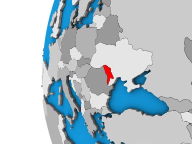 Moldova mavi siyasi 3d dünya üzerinde. 3D çizim.