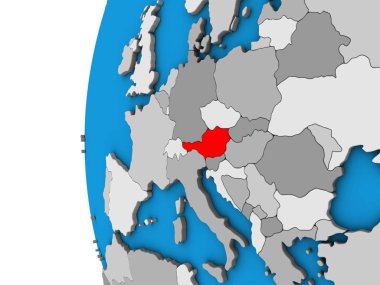 Avusturya mavi siyasi 3d dünya üzerinde. 3D çizim.