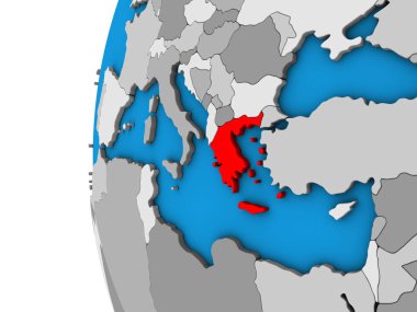Yunanistan mavi siyasi 3d dünya üzerinde. 3D çizim.