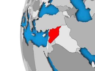 Suriye mavi siyasi 3d dünya üzerinde. 3D çizim.