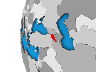 Ermenistan mavi siyasi 3d dünya üzerinde. 3D çizim.