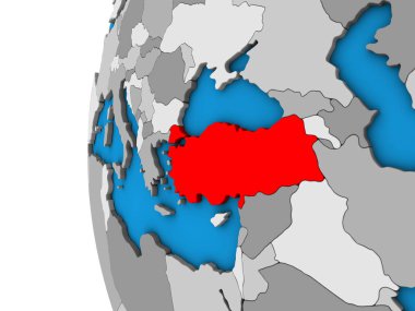 Mavi siyasi 3d Globe Türkiye. 3D çizim.