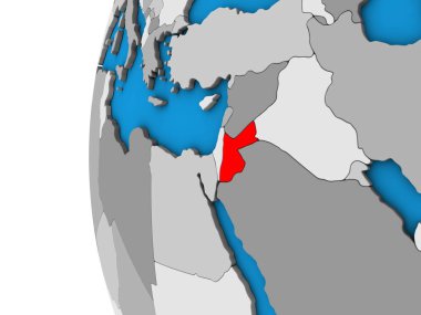 Jordan mavi siyasi 3d dünya üzerinde. 3D çizim.