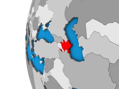 Azerbaycan mavi siyasi 3d dünya üzerinde. 3D çizim.