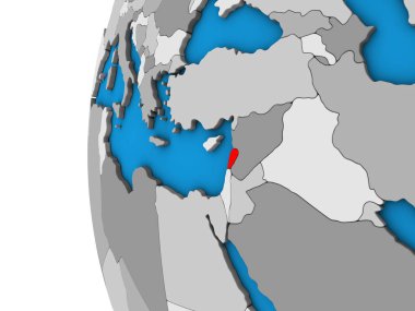 Lübnan mavi siyasi 3d dünya üzerinde. 3D çizim.