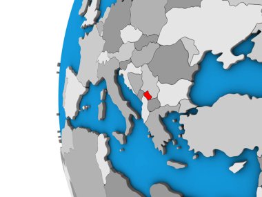 Kosova mavi siyasi 3d dünya üzerinde. 3D çizim.