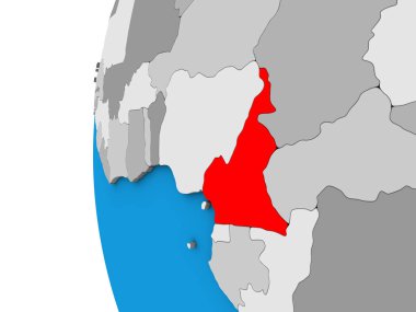 Kamerun mavi siyasi 3d dünya üzerinde. 3D çizim.