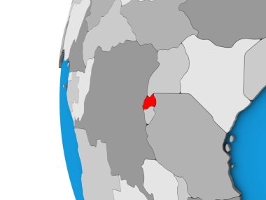 Ruanda mavi siyasi 3d dünya üzerinde. 3D çizim.