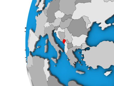 Karadağ mavi siyasi 3d dünya üzerinde. 3D çizim.