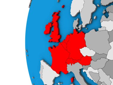 Batı Avrupa Mavi siyasi 3d dünya üzerinde. 3D çizim.
