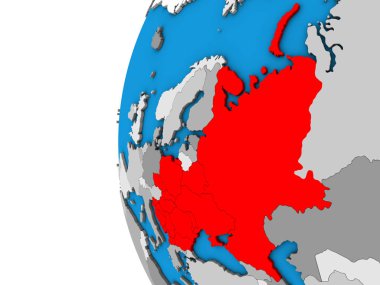 Doğu Avrupa Mavi siyasi 3d dünya üzerinde. 3D çizim.