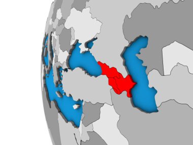 Mavi siyasi 3d Globe Kafkasya'da. 3D çizim.