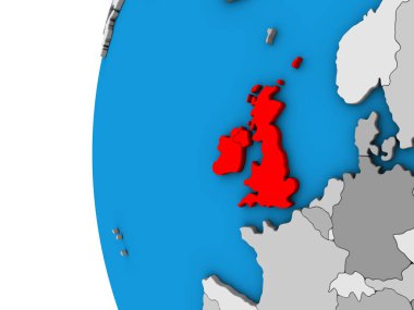 Britanya Adaları mavi siyasi 3d dünya üzerinde. 3D çizim.