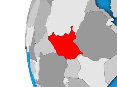 Güney Sudan mavi siyasi 3d dünya üzerinde. 3D çizim.