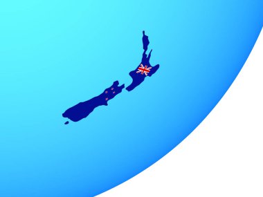 Yeni Zelanda ile katıştırılmış ulusal bayrak mavi siyasi dünya üzerinde. 3D çizim.