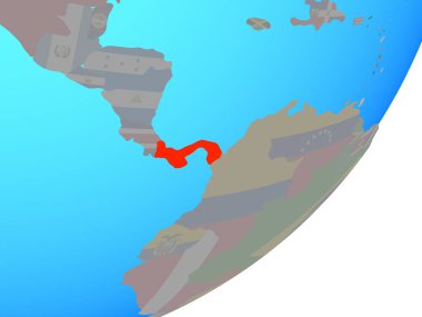 Panama ile katıştırılmış ulusal bayrak mavi siyasi dünya üzerinde. 3D çizim.