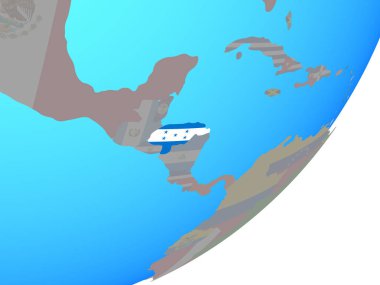 Honduras katıştırılmış ulusal bayrak mavi siyasi dünya üzerinde. 3D çizim.