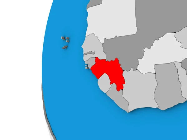 几内亚在蓝色政治3D — 图库照片