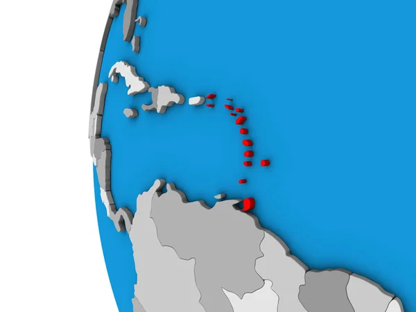Карибский Бассейн Голубом Политическом Глобусе Иллюстрация — стоковое фото