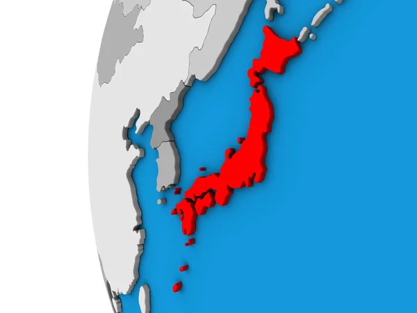 Япония Голубом Политическом Глобусе Иллюстрация — стоковое фото
