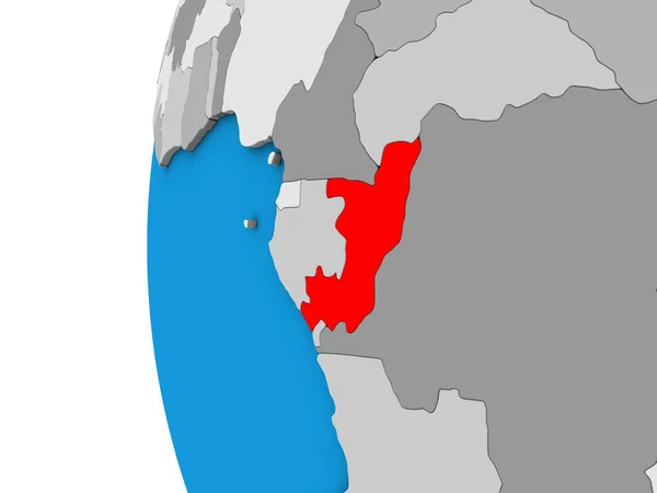刚果在蓝色政治3D — 图库照片