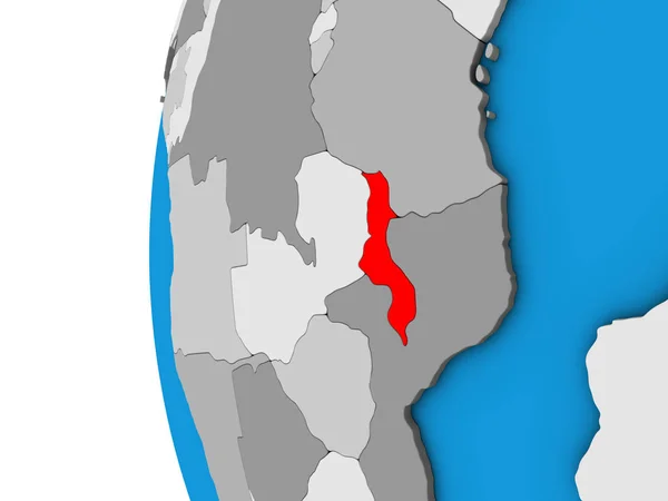 Malawi Niebieski Globus Polityczny Ilustracja — Zdjęcie stockowe