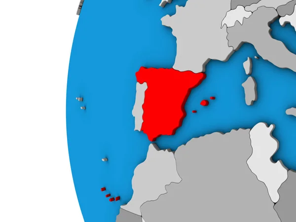 Spanien Blå Politiska Klot Illustration — Stockfoto