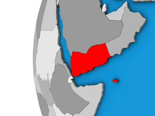 Jemen Niebieski Globus Polityczny Ilustracja — Zdjęcie stockowe