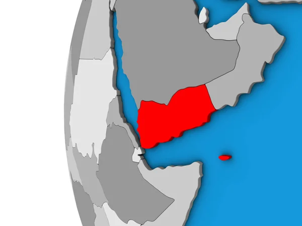 Jemen Kék Politikai Földgömb Illusztráció — Stock Fotó