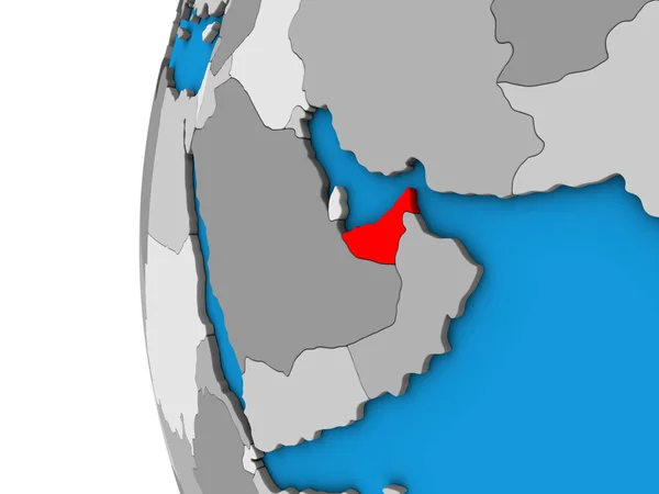 Verenigde Arabische Emiraten Blauwe Politieke Globe Illustratie — Stockfoto