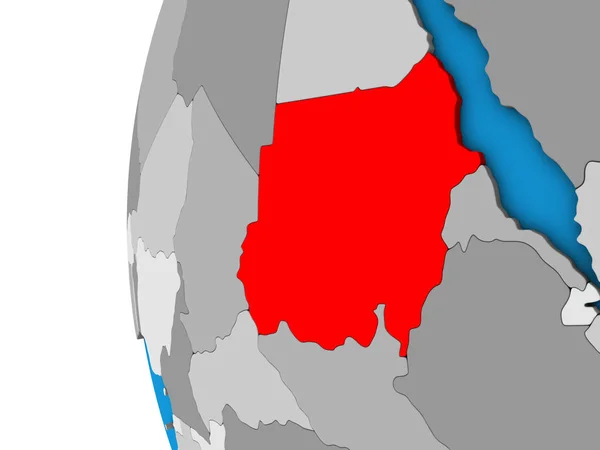 Sudan Mavi Siyasi Dünya Üzerinde Çizim — Stok fotoğraf