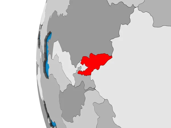 Kirgistan Niebieski Globus Polityczny Ilustracja — Zdjęcie stockowe