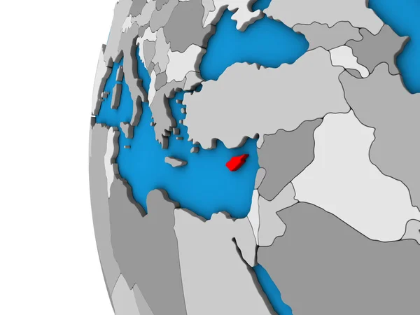塞浦路斯在蓝色政治3D — 图库照片