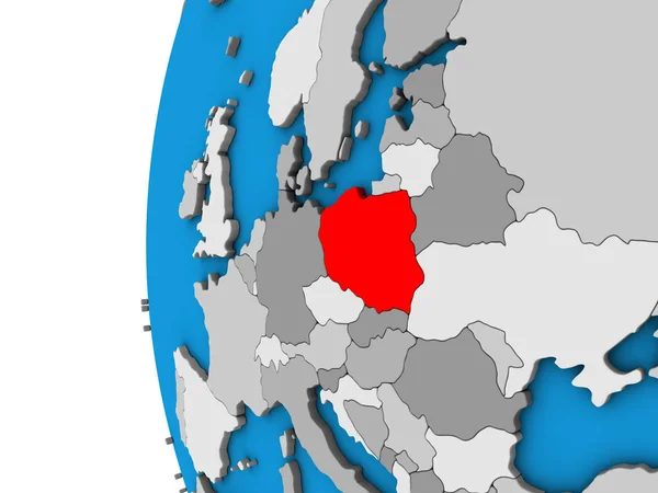 Lengyelország Kék Politikai Földgömb Illusztráció — Stock Fotó