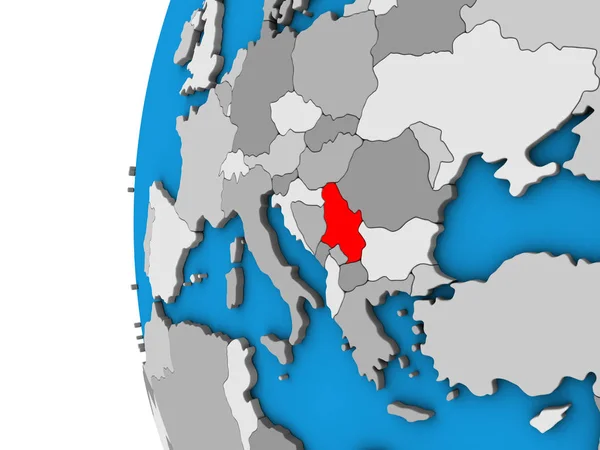 塞尔维亚在蓝色政治3D — 图库照片